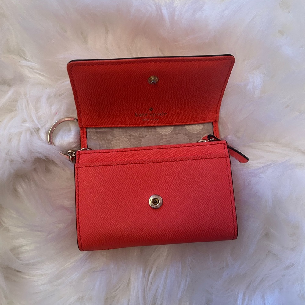 Kate Spade orange saffiano leather small chain wallet - Picture 2 of 6